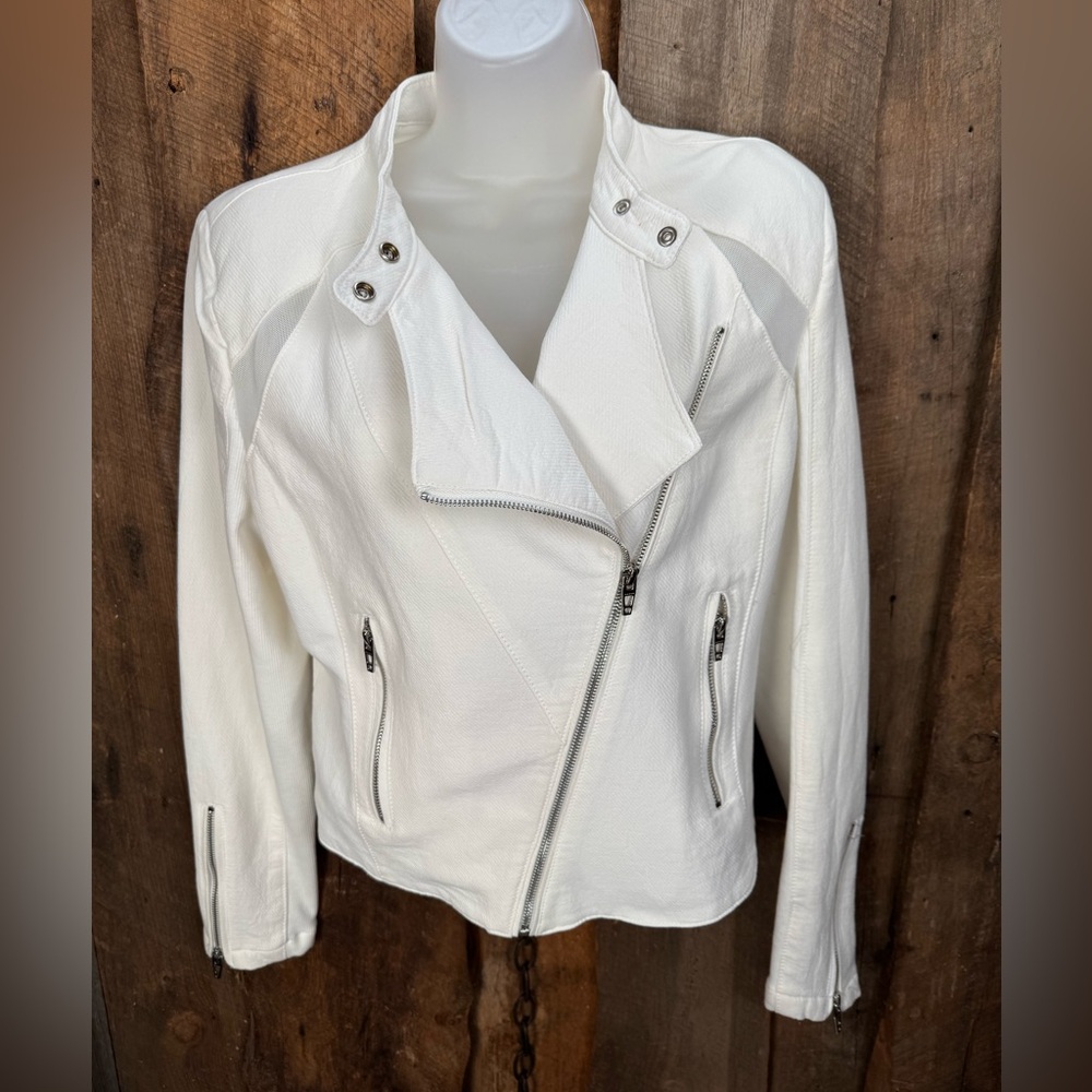 Blank NYC White Cotton Biker Jacket - size medium